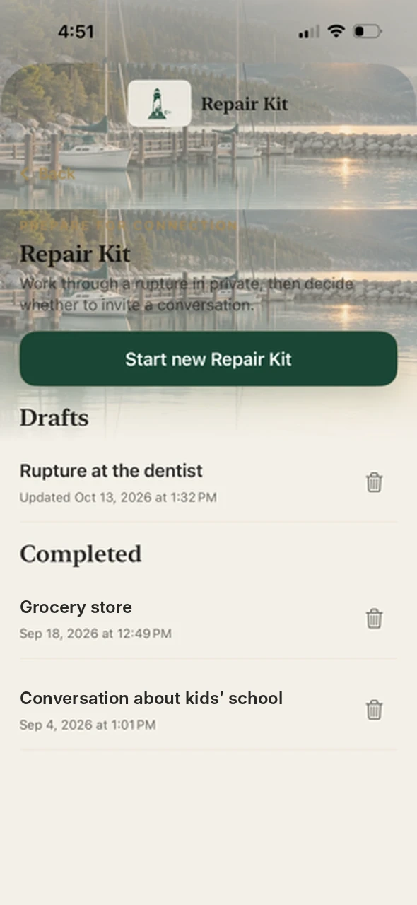 Anchored Repair Kit with drafts and completed kits