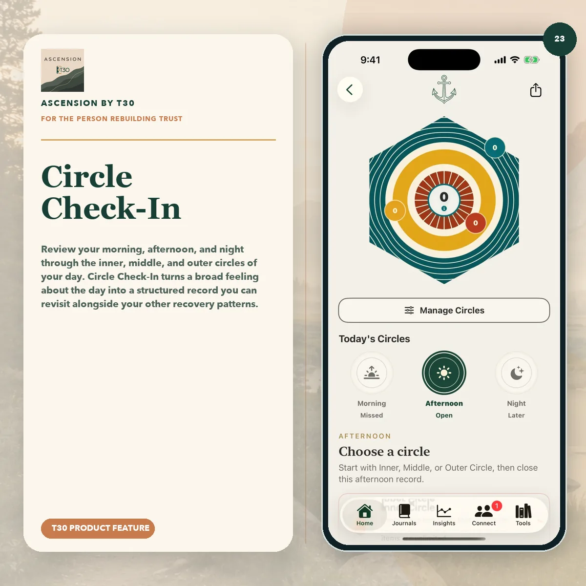 Ascension Circle Check-In screen