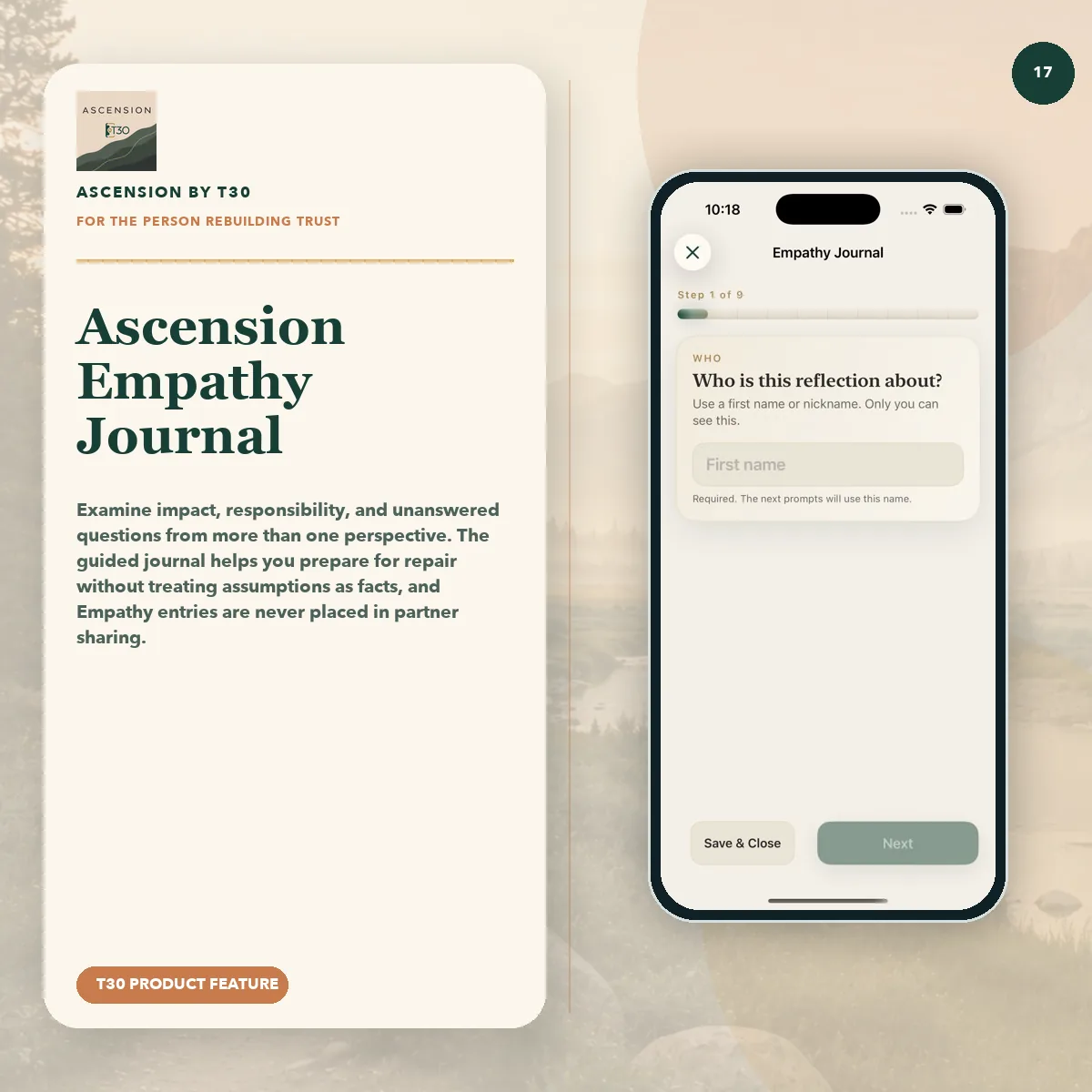 Ascension Empathy Journal guided reflection screen