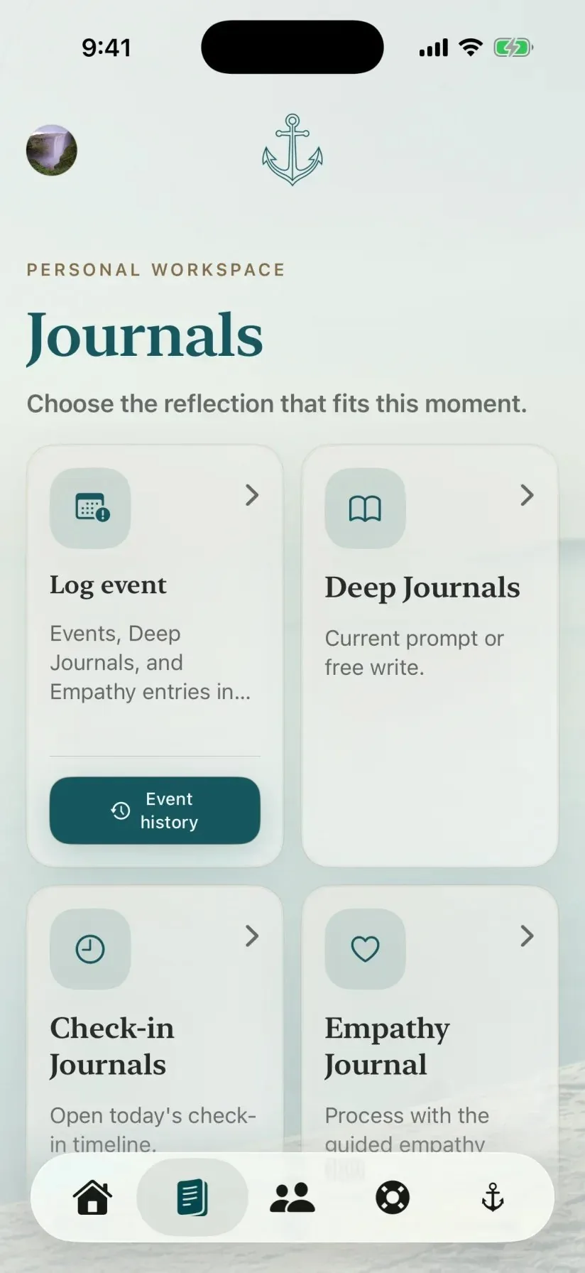 Anchored journals showing Log event and Event history